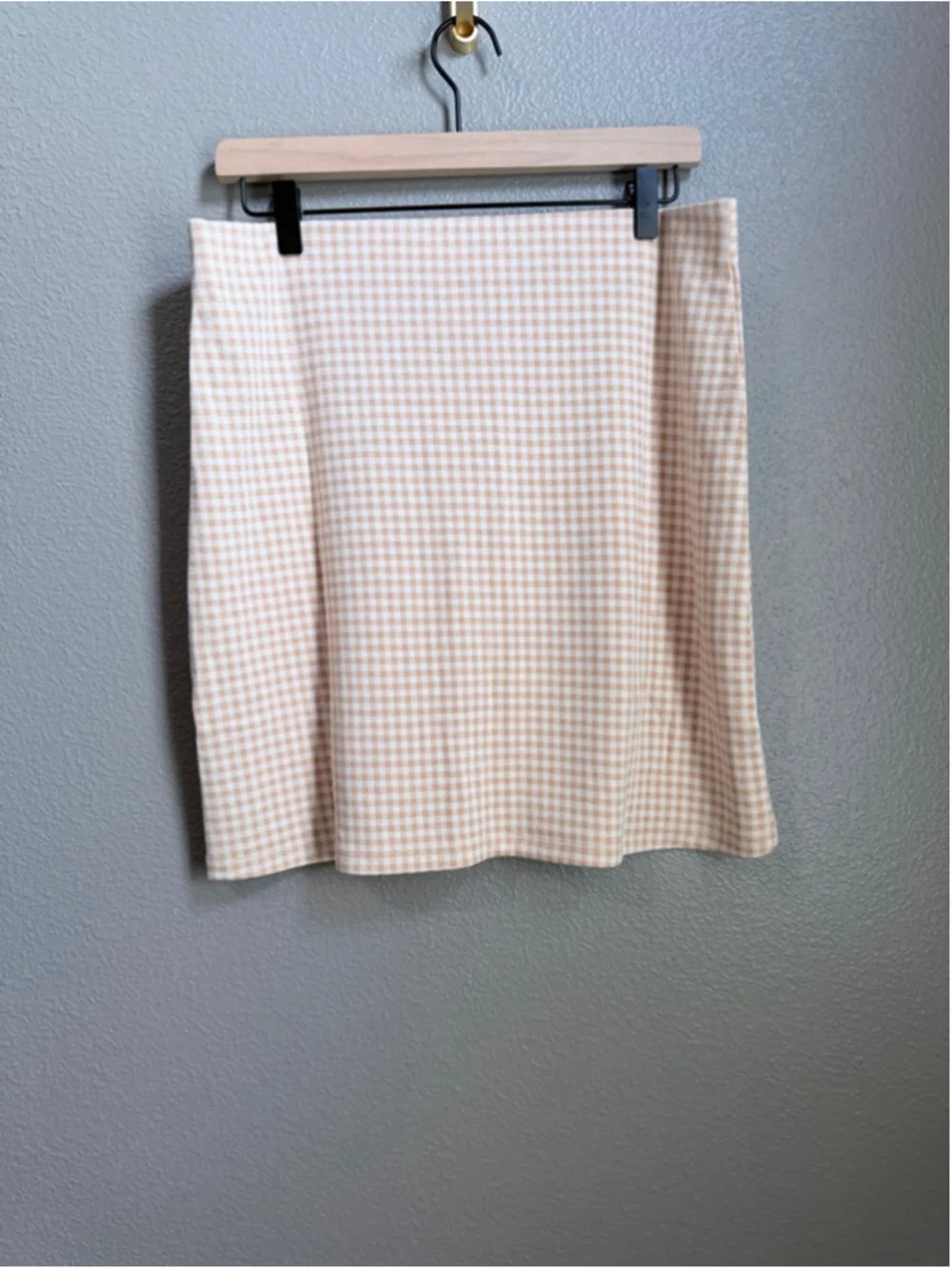 Women's Elodie Beige White Gingham Skirt XL
